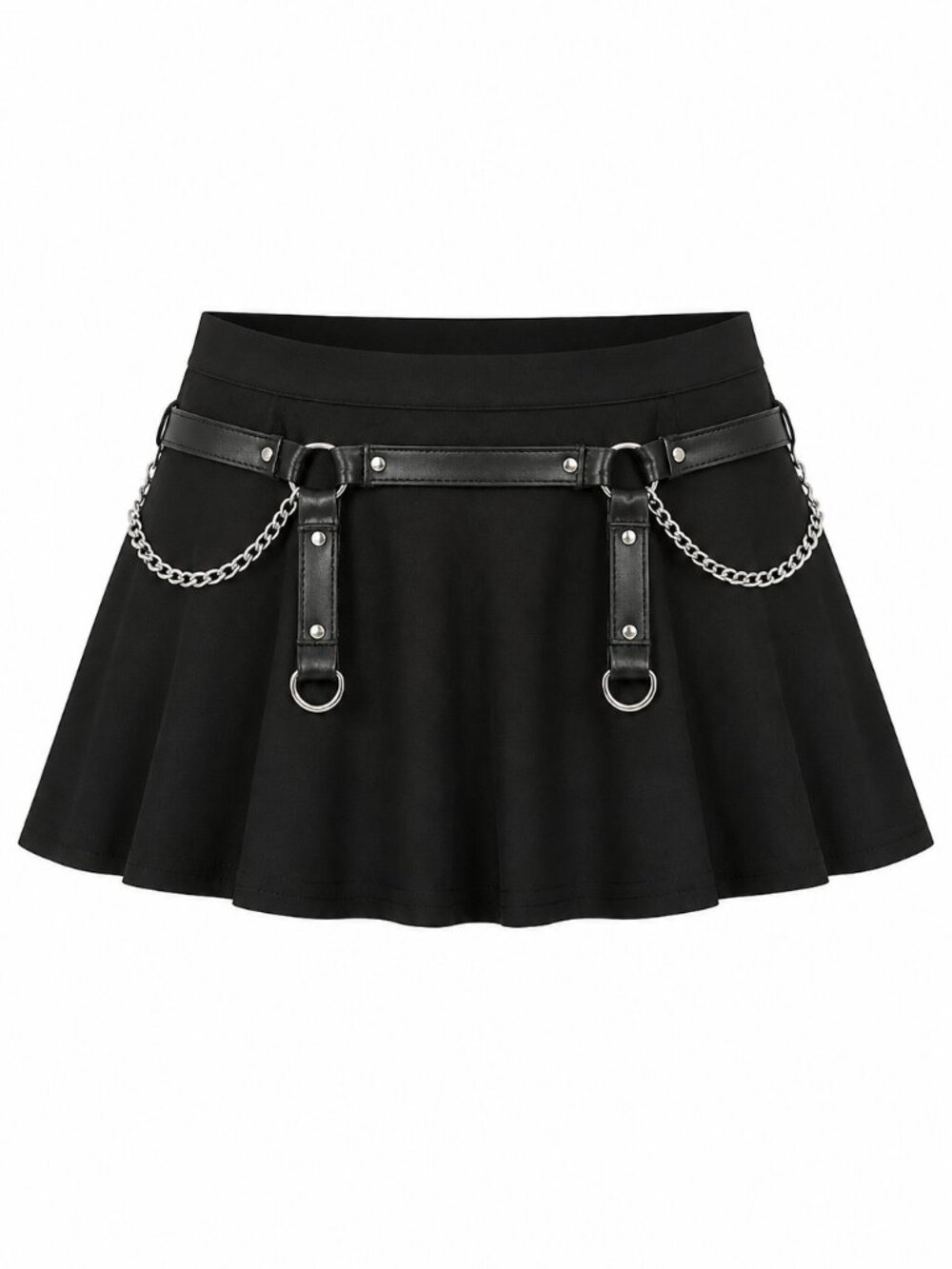 Hot Topic Royal Bones Y2K Gothic Mini Skirt with Silver‎ Chains and Straps XXL